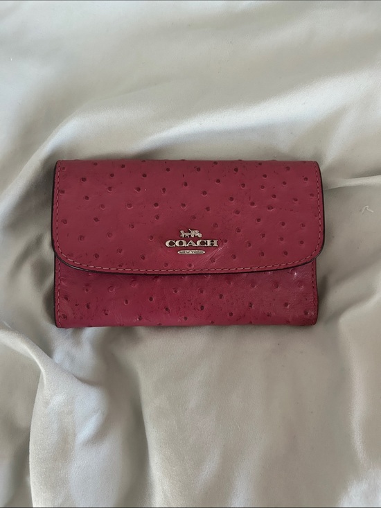 Coach Handbags - Coach Small Ostrich-Embossed Wallet in Berry Pink